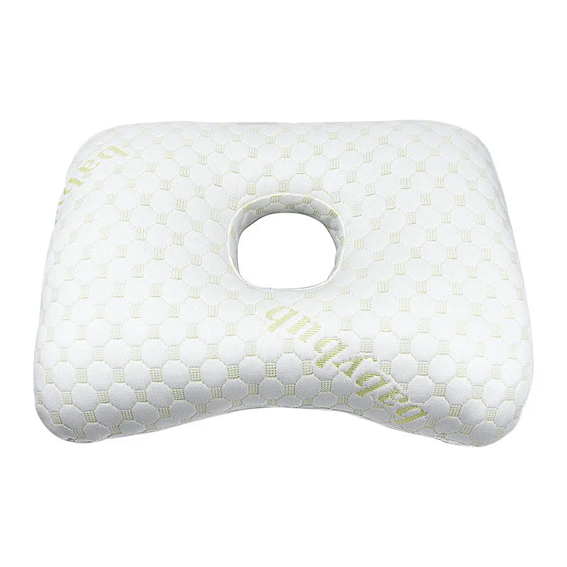 Bamboo Fiber Single Hole Ear Pillow - Elderly Patients Orthopedic Design, Beauty Salon Adult Side Sleeping Pillow for Pressure