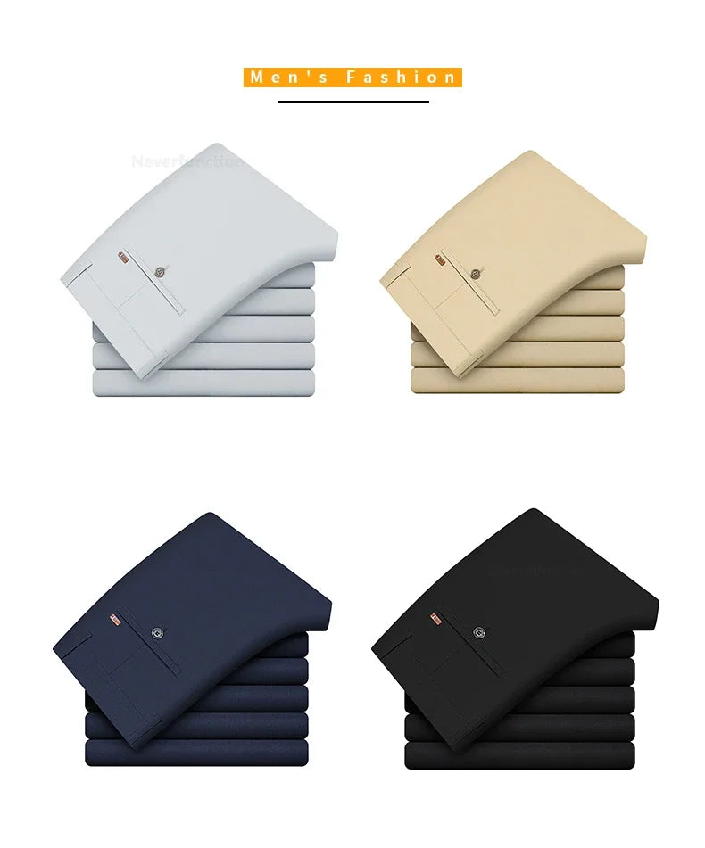 Bamboo Fiber Straight Business Pants Men Summer Clothes Fashion Classic Designer Breathable Casual Long Formal Trouser Male