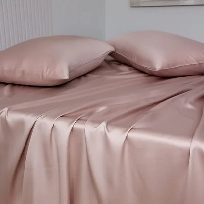 100%Organic Eucalyptus Plain Blue Flat Bed Sheets Lyocell Silky Soft Smooth Breathable Gentle to Skin Pillow shams