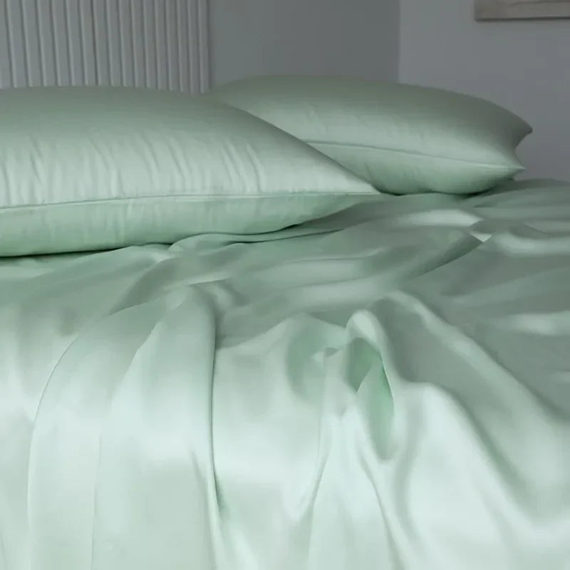 100%Organic Eucalyptus Plain Blue Flat Bed Sheets Lyocell Silky Soft Smooth Breathable Gentle to Skin Pillow shams