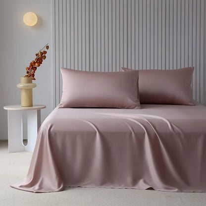 100%Organic Eucalyptus Plain Blue Flat Bed Sheets Lyocell Silky Soft Smooth Breathable Gentle to Skin Pillow shams