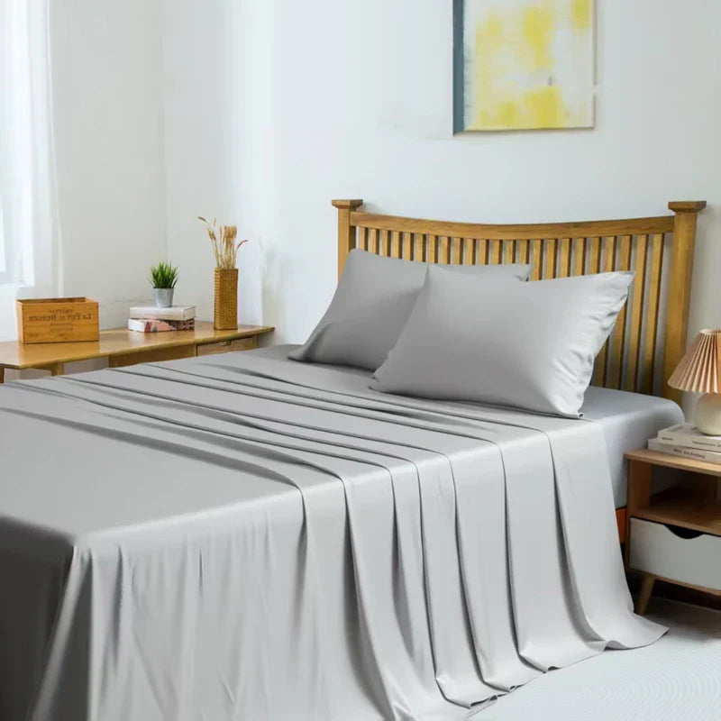 100% Bamboo Fibre Bedsheet Twin Queen King Size Flat Sheet Summer Solid Color Antibacterial Cooling Single And Double Bed Linens