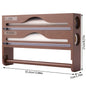 Bamboo 4-in-1 Wall Mount Foil & Plastic Wrap Organizer with Cutter - Kitchen Storage Solution for Wax Paper.