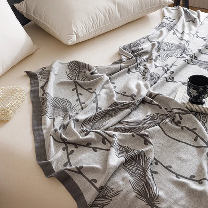 Natural Bamboo Fiber Blanket Breathable Sofa Bed Cover For Home Outdoor Jacquard Floral Cooling Summer Quilt Drop Shipping