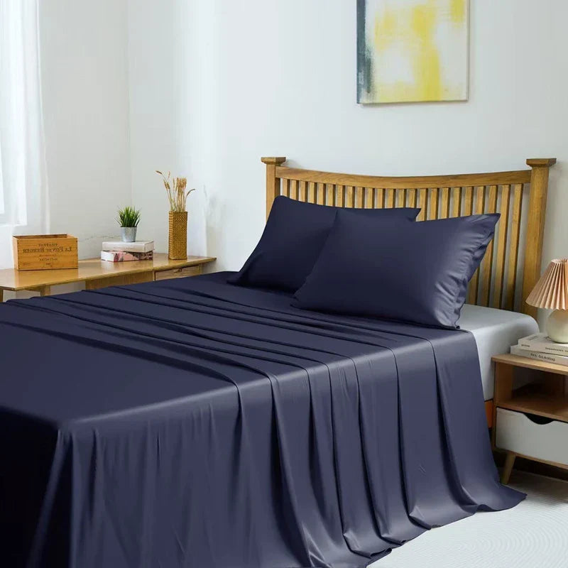 100% Bamboo Fibre Bedsheet Twin Queen King Size Flat Sheet Summer Solid Color Antibacterial Cooling Single And Double Bed Linens