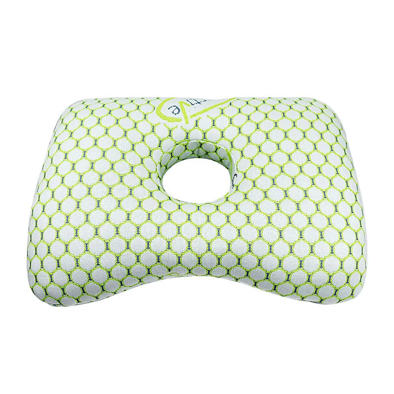 Bamboo Fiber Single Hole Ear Pillow - Elderly Patients Orthopedic Design, Beauty Salon Adult Side Sleeping Pillow for Pressure