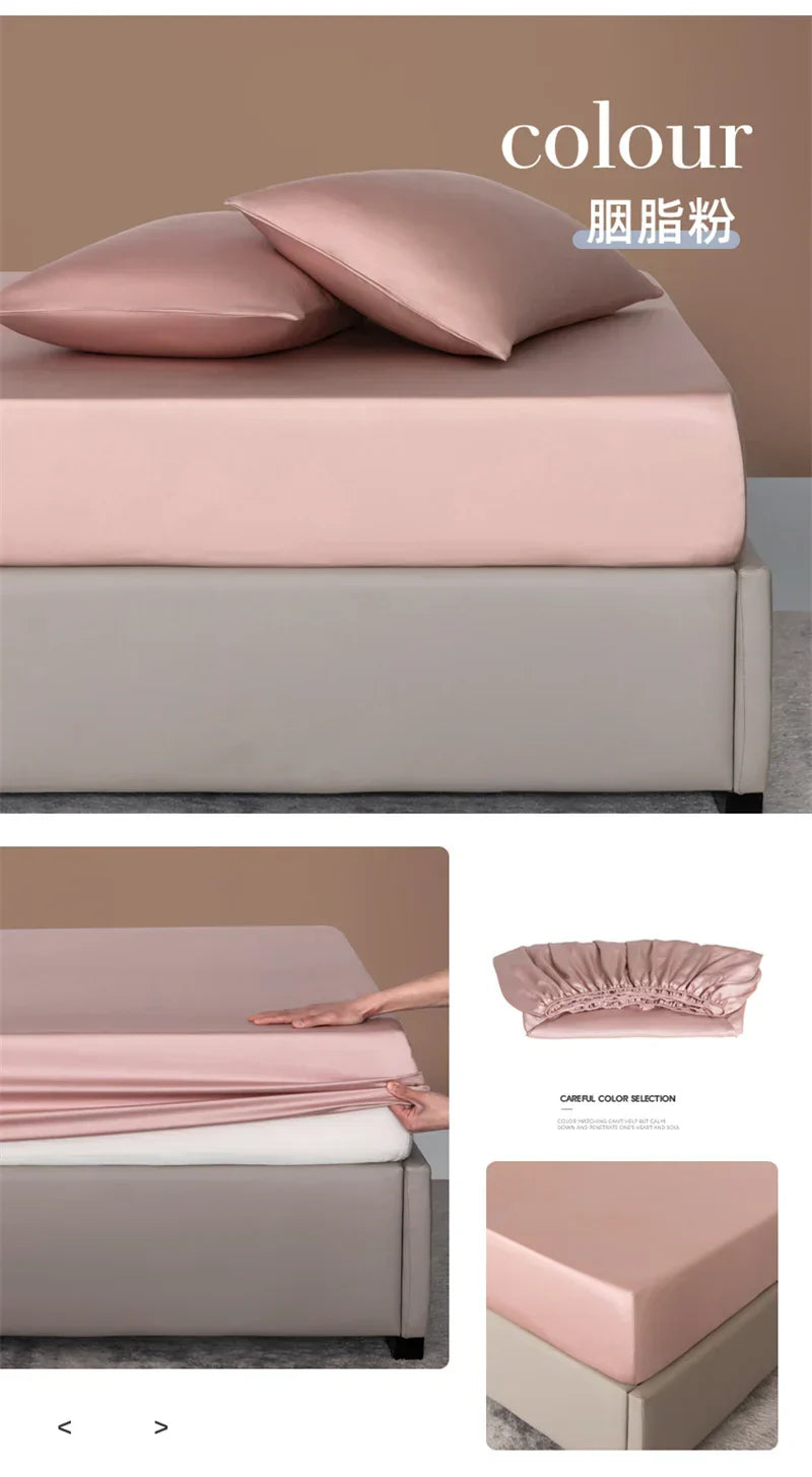 100% Bamboo Bed Sheet Set Luxury 3 Pieces Bedding Set (1pc Fitted Sheet and 2pcs Pillowcase) Non-Slip Mattress Cover for 100/160