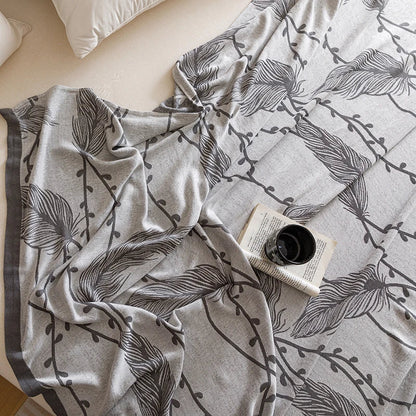 Natural Bamboo Fiber Blanket Breathable Sofa Bed Cover For Home Outdoor Jacquard Floral Cooling Summer Quilt Drop Shipping