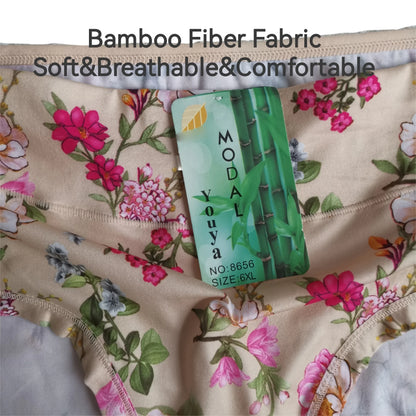 Bamboo Fiber Panties,Plus Sizes Underwear Panties,Women's Panties With Floral Pattern,Mid-waist Women's Briefs,Large Panty Woman
