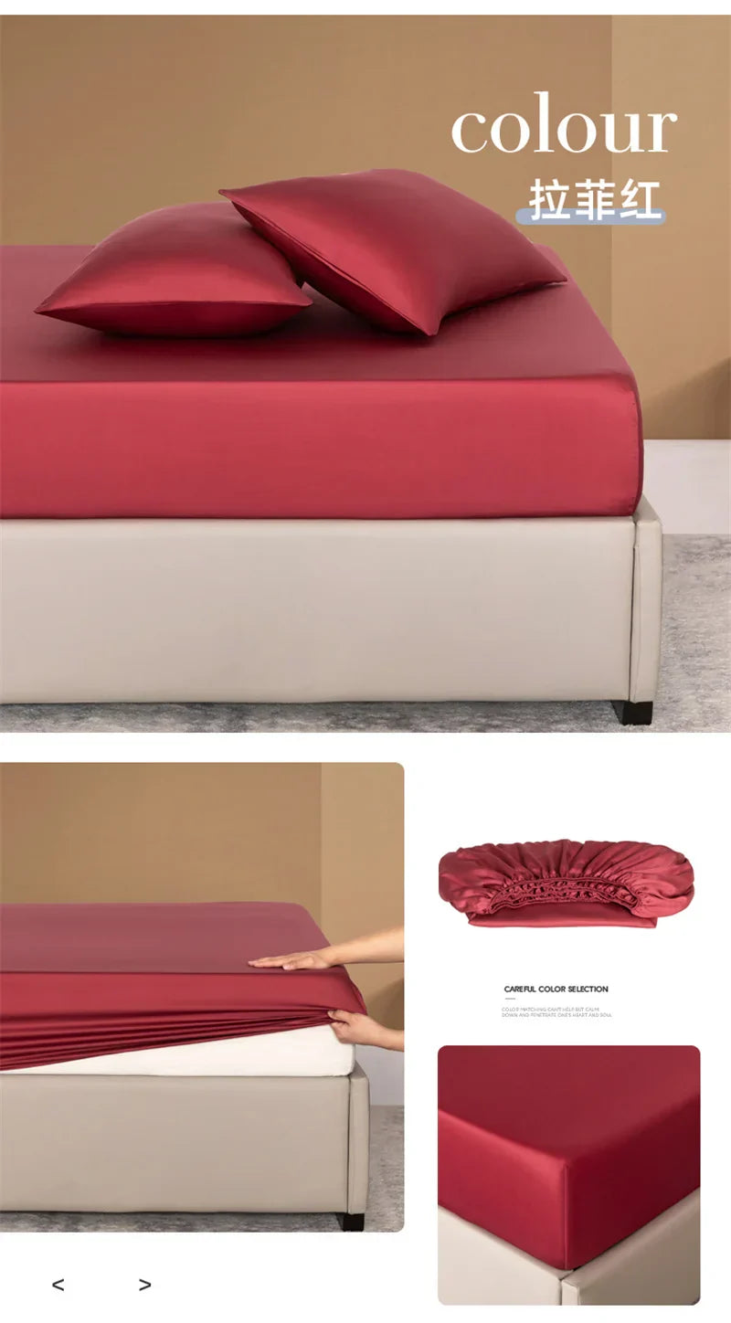 100% Bamboo Bed Sheet Set Luxury 3 Pieces Bedding Set (1pc Fitted Sheet and 2pcs Pillowcase) Non-Slip Mattress Cover for 100/160