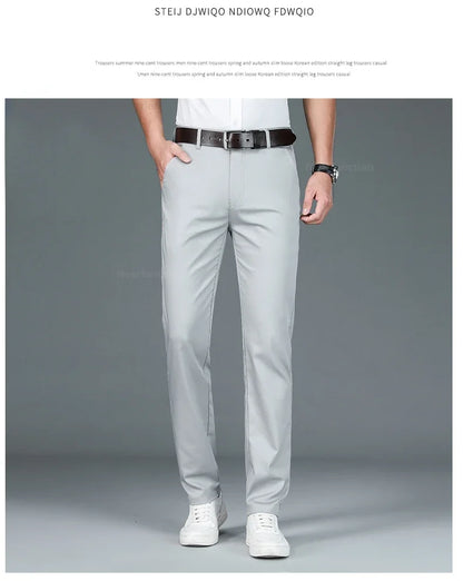 Bamboo Fiber Straight Business Pants Men Summer Clothes Fashion Classic Designer Breathable Casual Long Formal Trouser Male