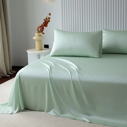 100%Organic Eucalyptus Plain Blue Flat Bed Sheets Lyocell Silky Soft Smooth Breathable Gentle to Skin Pillow shams