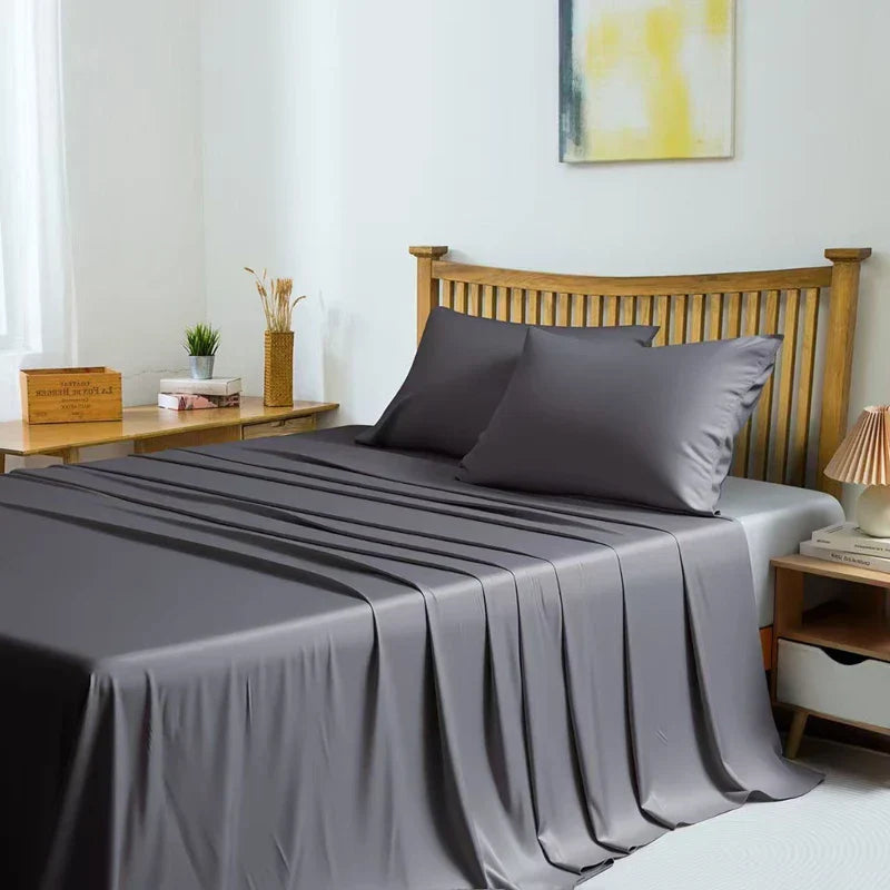 100% Bamboo Fibre Bedsheet Twin Queen King Size Flat Sheet Summer Solid Color Antibacterial Cooling Single And Double Bed Linens