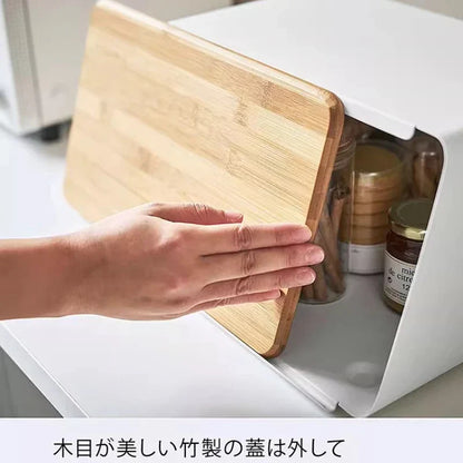 Bamboo Bread Box for Kitchen Storage,Airtight Food Container for Snacks Organization,Multi-Purpose Pantry Organizer with Handles