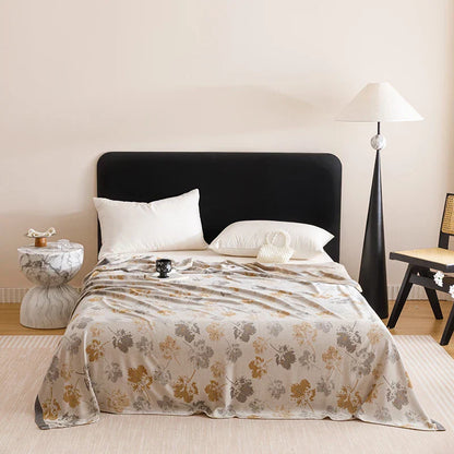 Natural Bamboo Fiber Blanket Breathable Sofa Bed Cover For Home Outdoor Jacquard Floral Cooling Summer Quilt Drop Shipping