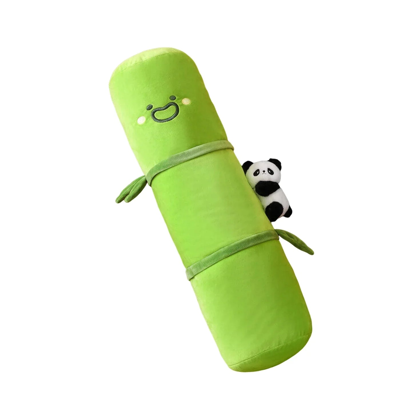 Green Style Long Pillow With Bear Ornament Cartoon Bamboo Shaped Bed Sofa Comfort Pillow Home Creatively Soft Bamboo Pillow