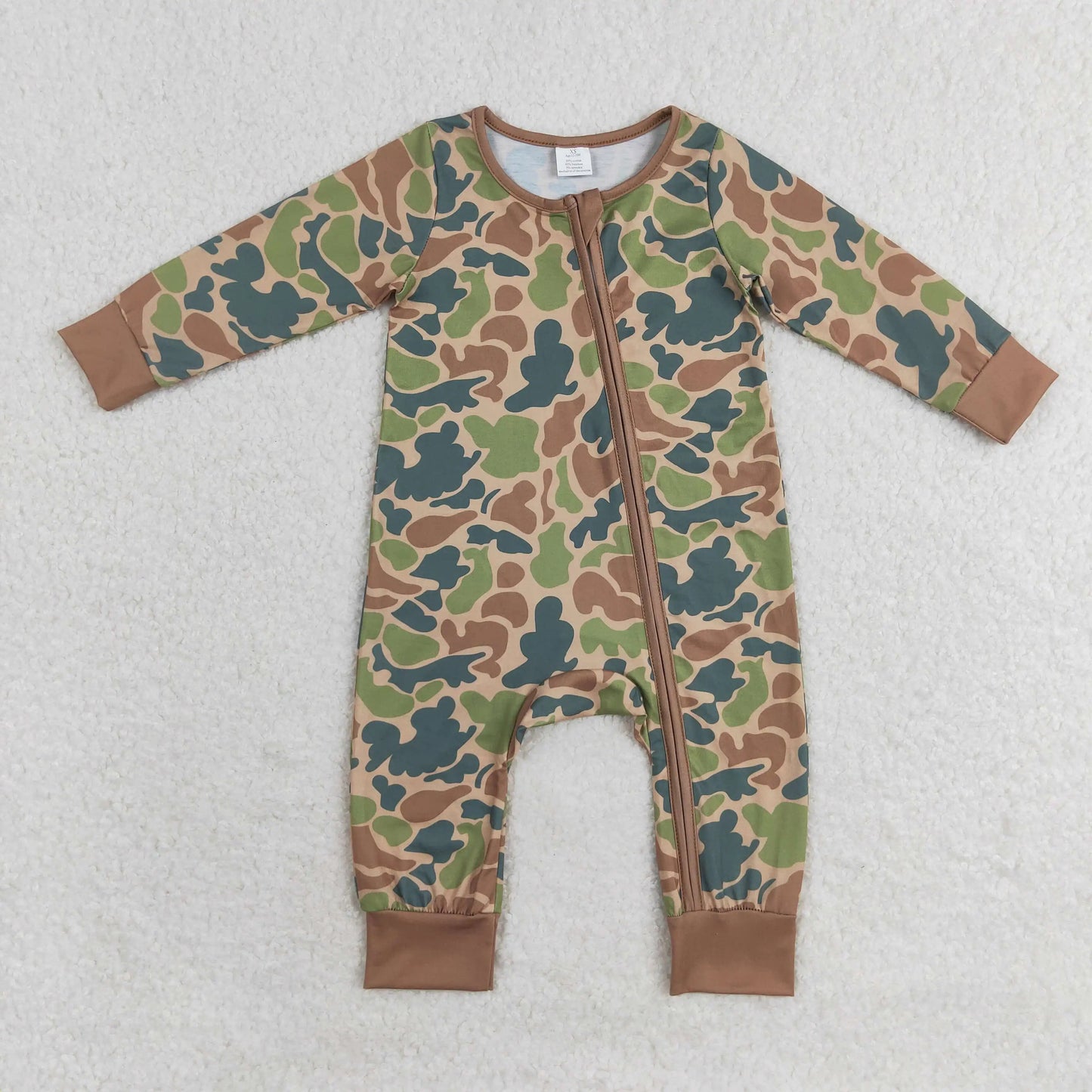 Wholesale Newborn Baby Boy Bamboo Camo Clothing Long Sleeves Zipper Jumpsuit Kids Children Toddler Spring Fall One-piece Romper