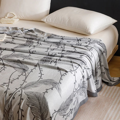 Natural Bamboo Fiber Blanket Breathable Sofa Bed Cover For Home Outdoor Jacquard Floral Cooling Summer Quilt Drop Shipping