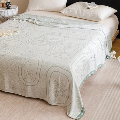 Natural Bamboo Fiber Blanket Breathable Sofa Bed Cover For Home Outdoor Jacquard Floral Cooling Summer Quilt Drop Shipping