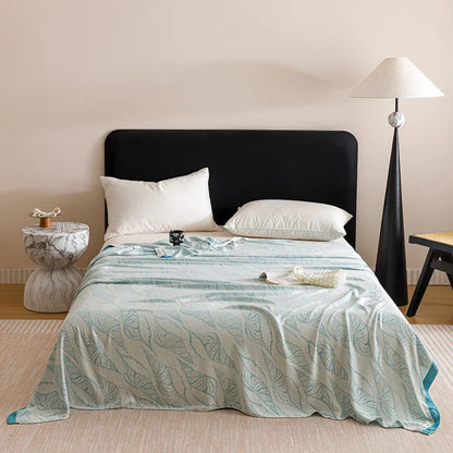 Natural Bamboo Fiber Blanket Breathable Sofa Bed Cover For Home Outdoor Jacquard Floral Cooling Summer Quilt Drop Shipping