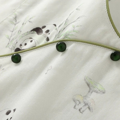 2025 Bamboo Cotton Gauze Pajamas Women's Chinese Retro Style Round Neck Loungewear Thin Nine-quarter Sleeve Loose Home Clothes