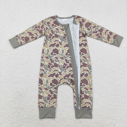 Wholesale Newborn Baby Boy Bamboo Camo Clothing Long Sleeves Zipper Jumpsuit Kids Children Toddler Spring Fall One-piece Romper