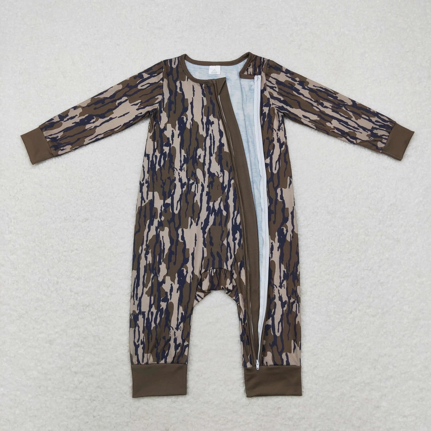 Wholesale Newborn Baby Boy Bamboo Camo Clothing Long Sleeves Zipper Jumpsuit Kids Children Toddler Spring Fall One-piece Romper