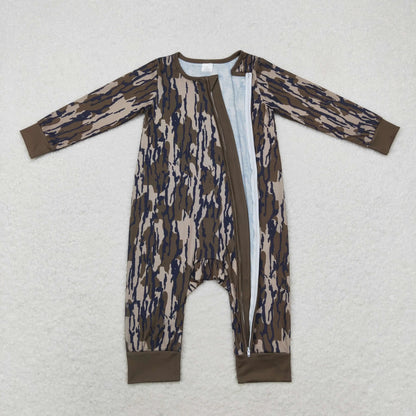 Wholesale Newborn Baby Boy Bamboo Camo Clothing Long Sleeves Zipper Jumpsuit Kids Children Toddler Spring Fall One-piece Romper