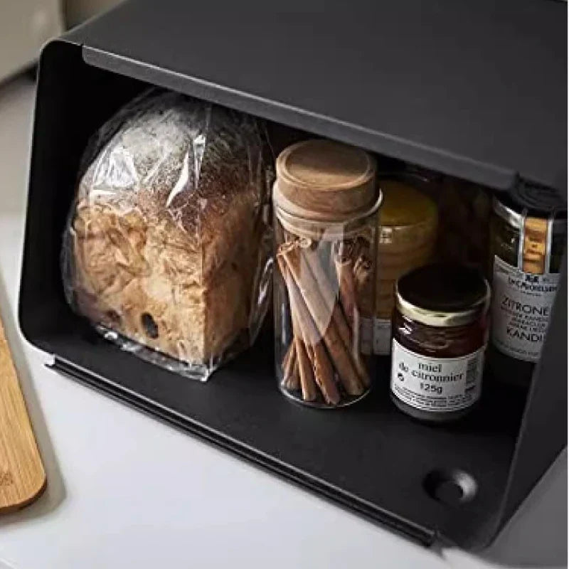 Bamboo Bread Box for Kitchen Storage,Airtight Food Container for Snacks Organization,Multi-Purpose Pantry Organizer with Handles