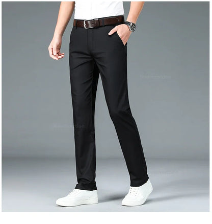 Bamboo Fiber Straight Business Pants Men Summer Clothes Fashion Classic Designer Breathable Casual Long Formal Trouser Male