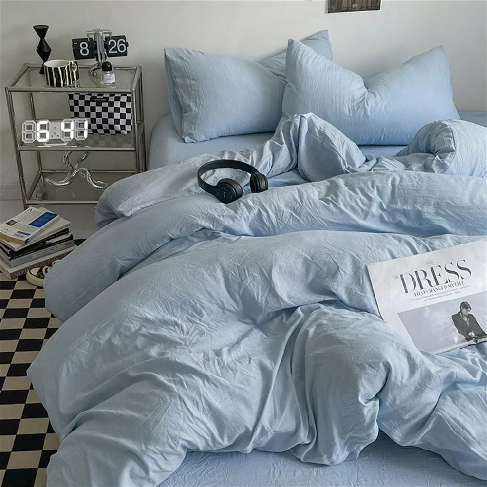 Thick Pure Brushed Bed Sheets, Duvet Cover Set, Four Piece Bedding Set Bed Sheet, Fully Enclosed for Home Gift