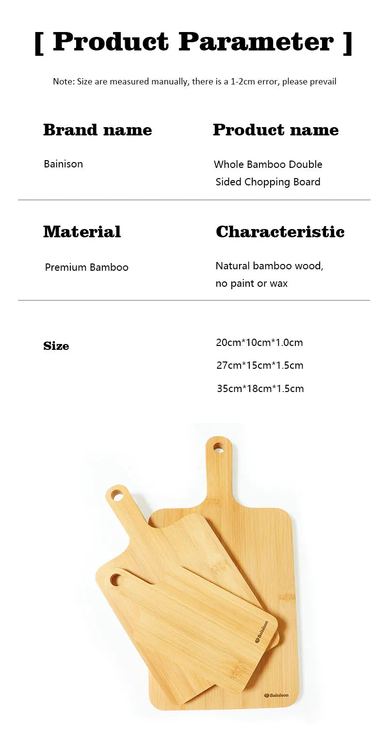 BainisonBamboo Cutting Board for Kitchen & Picnic – Waterproof, Grooved Surface for Non-Slip, Ideal for Fruits & Vegetables