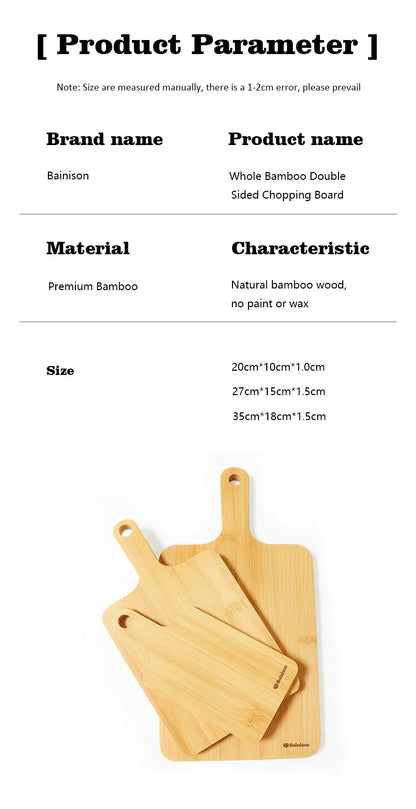 BainisonBamboo Cutting Board for Kitchen & Picnic – Waterproof, Grooved Surface for Non-Slip, Ideal for Fruits & Vegetables