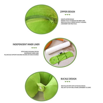 Green Style Long Pillow With Bear Ornament Cartoon Bamboo Shaped Bed Sofa Comfort Pillow Home Creatively Soft Bamboo Pillow