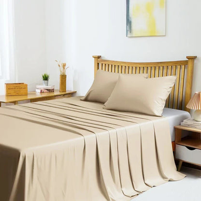 100% Bamboo Fibre Bedsheet Twin Queen King Size Flat Sheet Summer Solid Color Antibacterial Cooling Single And Double Bed Linens